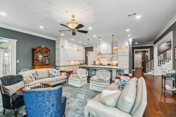 Interior, Kitchen, Living room, Pendant Lights, Recessed Lighting, Wood Texture Flooring