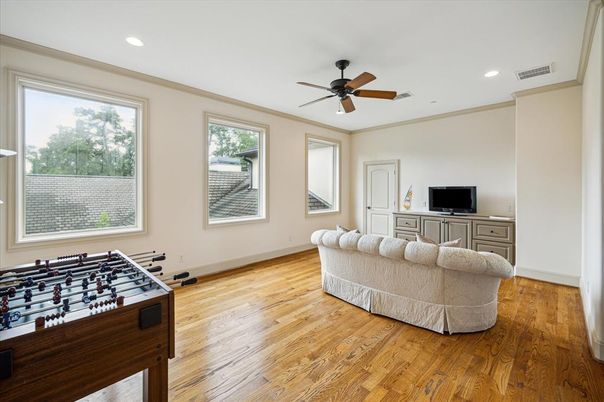 Game Room, Interior, Recessed Lighting, Wood Texture Flooring