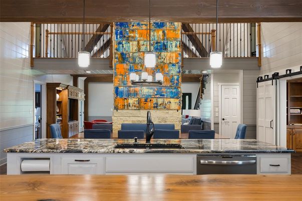 Interior, Kitchen, Pendant Lights, Wood Texture Flooring