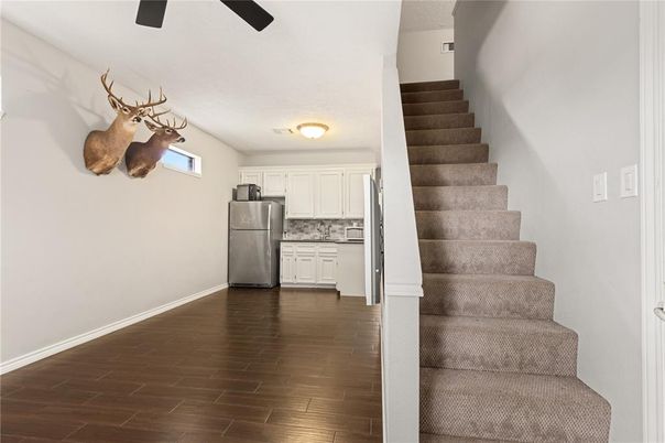 Interior, Kitchen, Stainless Steel Appliances, Wood Texture Flooring