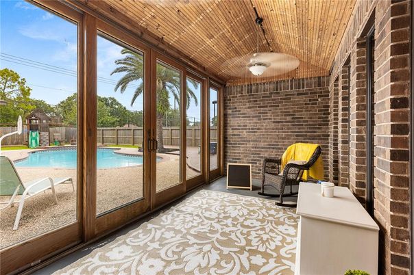Interior, Pool, Stone Walls, Sun Room, Wooden Ceilings
