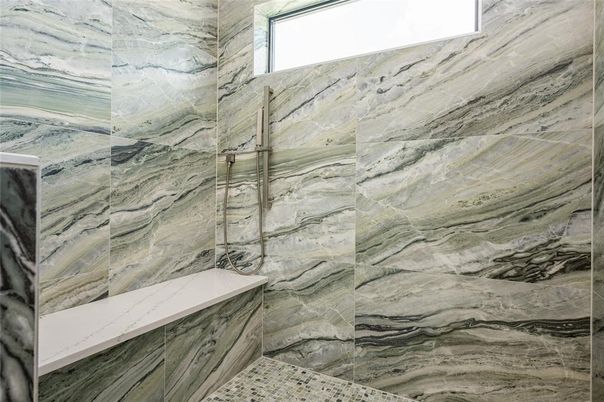 Bathroom, Glass Shower, Interior, Marble Walls