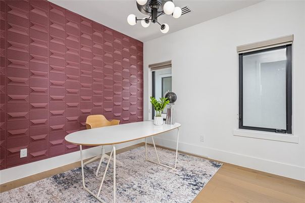 Chandelier, Home Office, Interior, Wood Texture Flooring