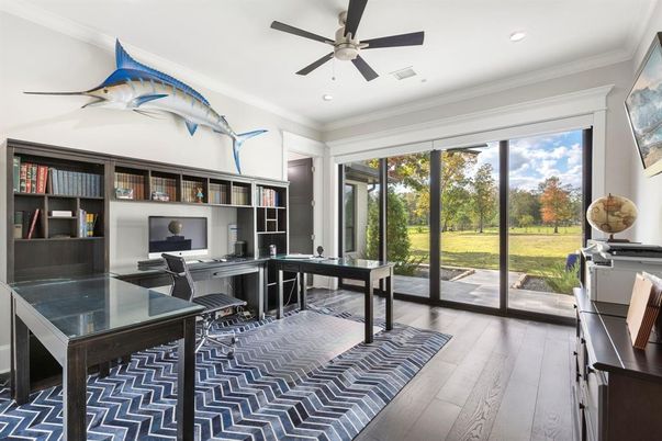 Home Office, Interior, Recessed Lighting, Wood Texture Flooring