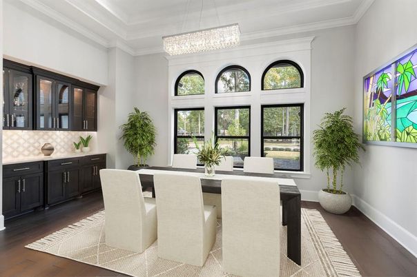 Chandelier, Dining room, Interior, Wood Texture Flooring