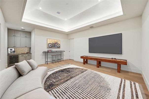 Game Room, Interior, Living room, Recessed Lighting, Wood Texture Flooring