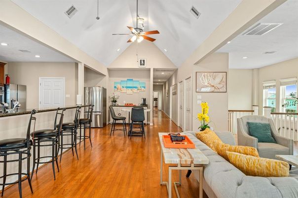 Dining room, Interior, Recessed Lighting, Wood Texture Flooring