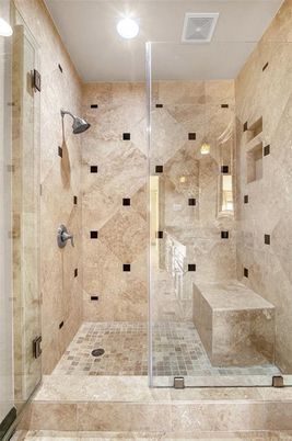 Bathroom, Glass Shower, Interior, Recessed Lighting