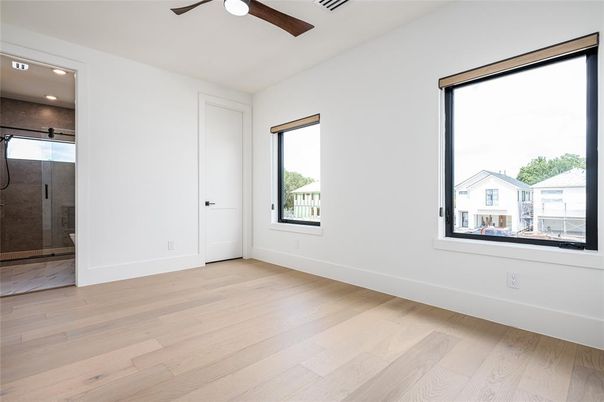Bathroom, Empty room, Interior, Recessed Lighting, Wood Texture Flooring