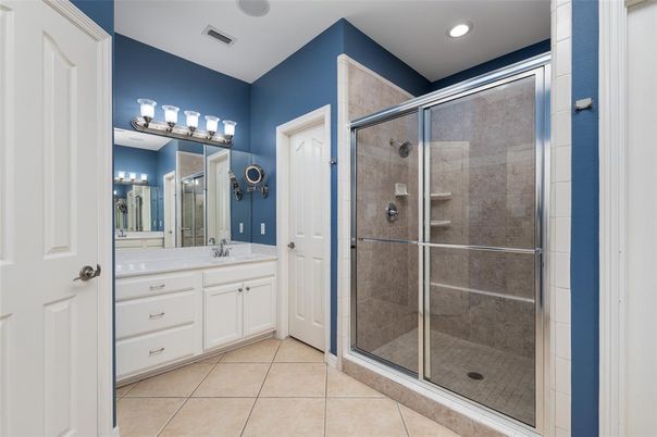 Bathroom, Glass Shower, Interior, Recessed Lighting