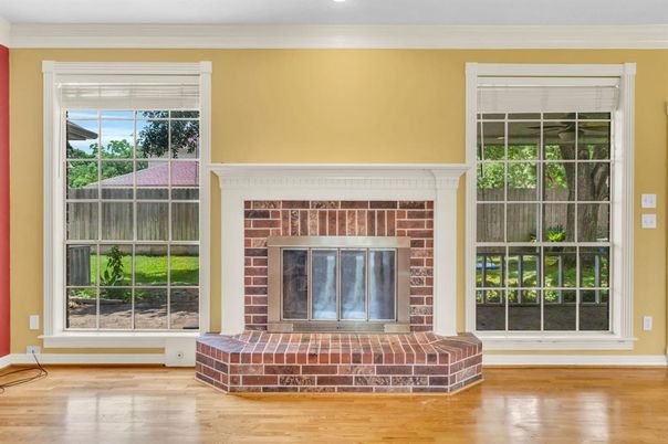 Fireplace, Interior, Recessed Lighting, Wood Texture Flooring