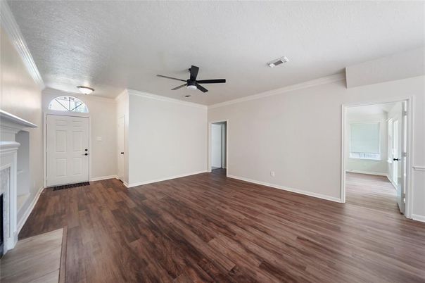 Empty room, Fireplace, Interior, Wood Texture Flooring
