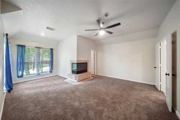 Empty room, Fireplace, Interior, Recessed Lighting