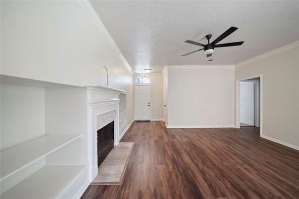 Empty room, Fireplace, Interior, Wood Texture Flooring