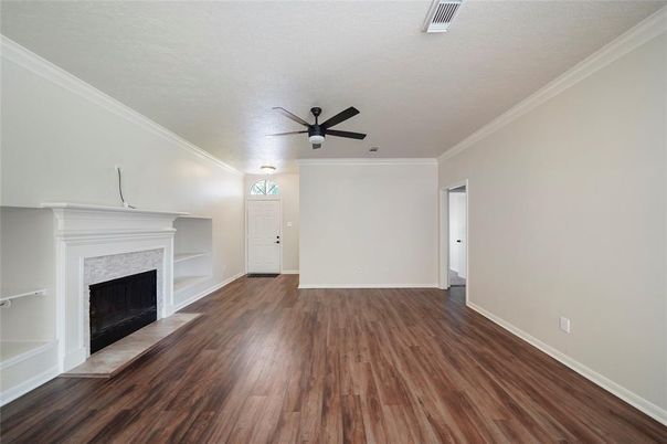 Empty room, Fireplace, Interior, Wood Texture Flooring