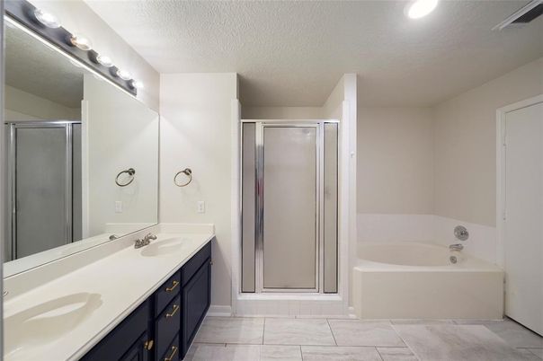 Bathroom, Dual Sink Vanities, Glass Shower, Interior, Recessed Lighting