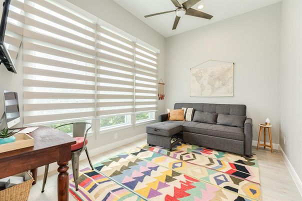 Home Office, Interior, Recessed Lighting, Wood Texture Flooring