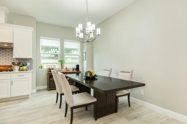 Chandelier, Dining room, Interior, Kitchen, Pendant Lights, Wood Texture Flooring
