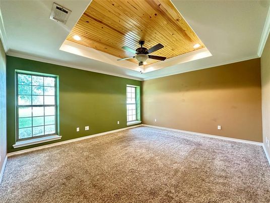 Empty room, Interior, Recessed Lighting, Wooden Ceilings