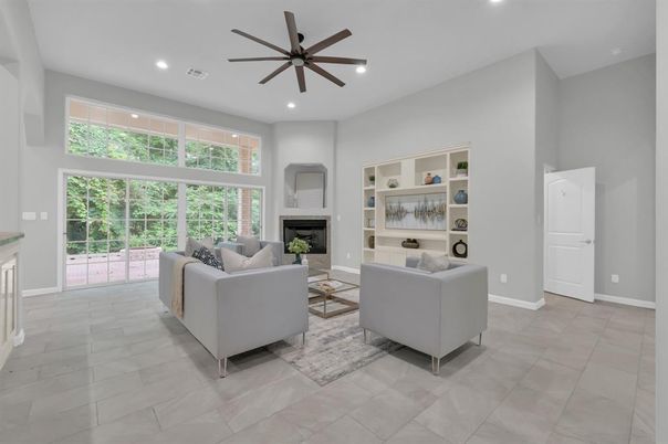 Fireplace, Interior, Living room, Recessed Lighting