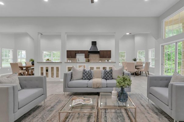 Dining room, Interior, Kitchen, Living room, Recessed Lighting