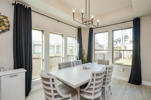 Chandelier, Dining room, Interior, Wood Texture Flooring