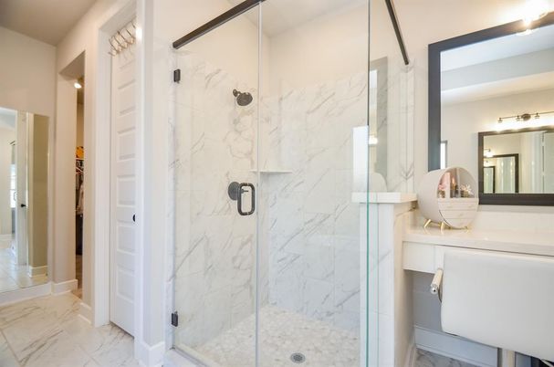 Bathroom, Glass Shower, Interior, Marble, Marble Walls