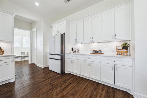 Interior, Kitchen, Recessed Lighting, Wood Texture Flooring