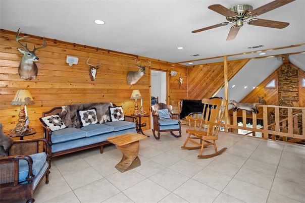 Interior, Living room, Recessed Lighting, Wooden Walls