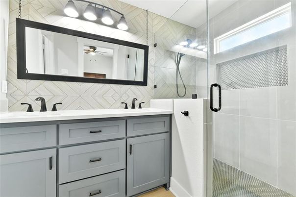 Bathroom, Dual Sink Vanities, Glass Shower, Interior