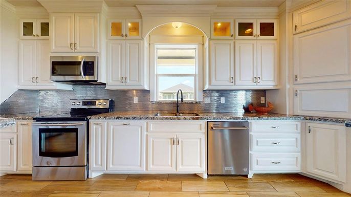 Interior, Kitchen, Stainless Steel Appliances, Wood Texture Flooring