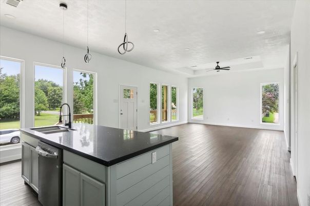 Interior, Kitchen, Pendant Lights, Recessed Lighting, Wood Texture Flooring