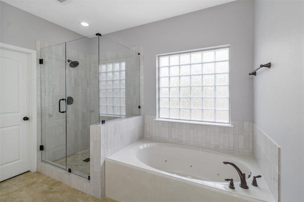 Bathroom, Glass Shower, Interior, Recessed Lighting