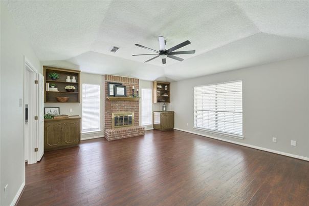 Empty room, Fireplace, Interior, Wood Texture Flooring