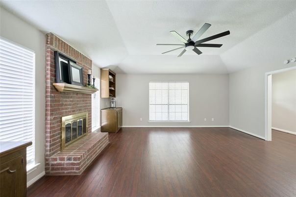 Empty room, Fireplace, Interior, Wood Texture Flooring