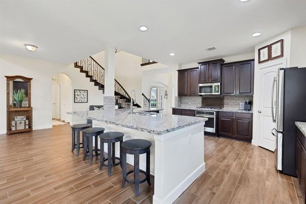 Interior, Kitchen, Recessed Lighting, Wood Texture Flooring