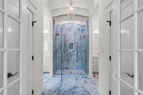 Bathroom, Glass Shower, Interior, Marble, Marble Walls