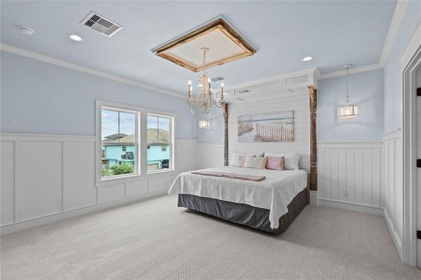 Bedroom, Chandelier, Interior, Pendant Lights, Recessed Lighting