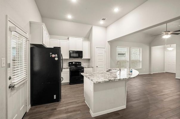 Interior, Kitchen, Recessed Lighting, Wood Texture Flooring