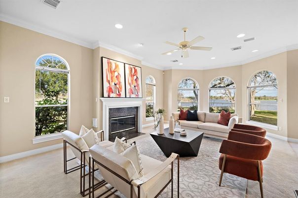 Fireplace, Interior, Living room, Recessed Lighting, Water