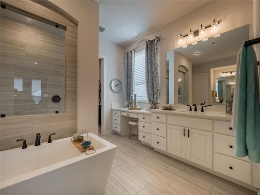 Bathroom, Dual Sink Vanities, Glass Shower, Interior
