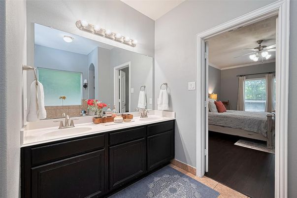 Bathroom, Bedroom, Dual Sink Vanities, Interior, Wood Texture Flooring