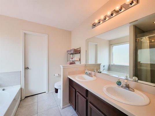 Bathroom, Dual Sink Vanities, Glass Shower, Interior