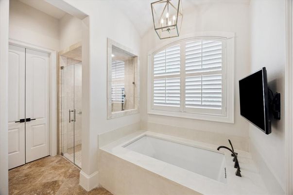 Bathroom, Glass Shower, Interior, Pendant Lights