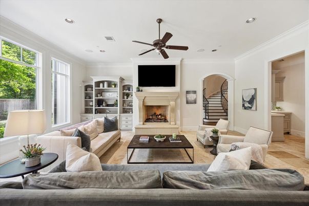 Fireplace, Interior, Living room, Recessed Lighting