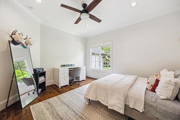 Bedroom, Home Office, Interior, Recessed Lighting, Wood Texture Flooring