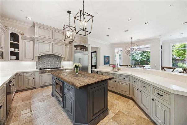 Chandelier, Interior, Kitchen, Pendant Lights, Recessed Lighting, Stainless Steel Appliances