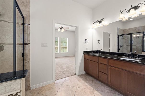 Bathroom, Dual Sink Vanities, Glass Shower, Interior