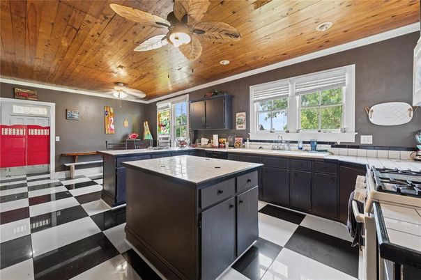 Interior, Kitchen, Recessed Lighting, Wooden Ceilings