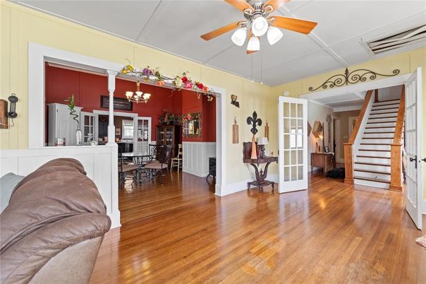 Chandelier, Dining room, Interior, Wood Texture Flooring